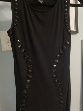 Forever 21 Black Jewel-Embellished Mini Dress